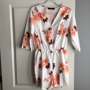 Orange Floral Romper